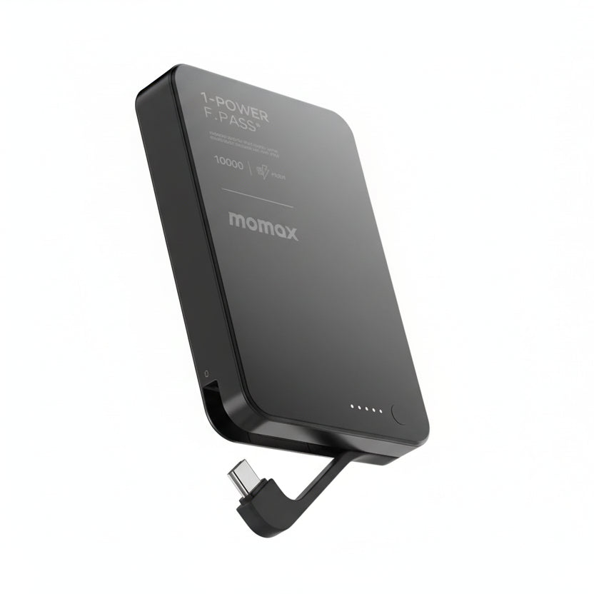 MOMAX 1-Power F.Pass⁺ 10000mAh Magnetic Battery Pack with Built-in Cable
