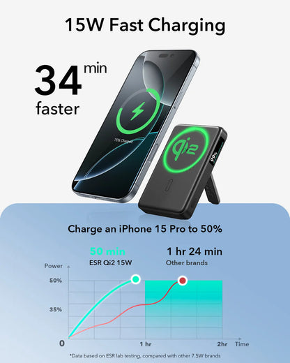 ESR Qi2 MagSlim Kickstand Power Bank (10000 mAh)
