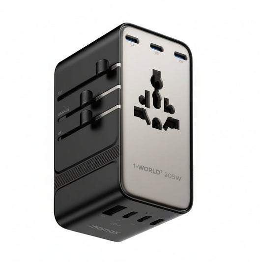 MOMAX 1-World² 205W 7-Port Dual AC Travel Adapter