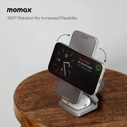 MOMAX  Q2.Mag 3-in-1 Foldable Qi2 15W Magnetic Wireless Charging Stand