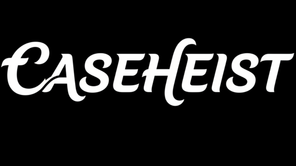 make a just text logo bold cursive name CASEHEIST MAKE TEXT WHITE BACKGROUND BLACK